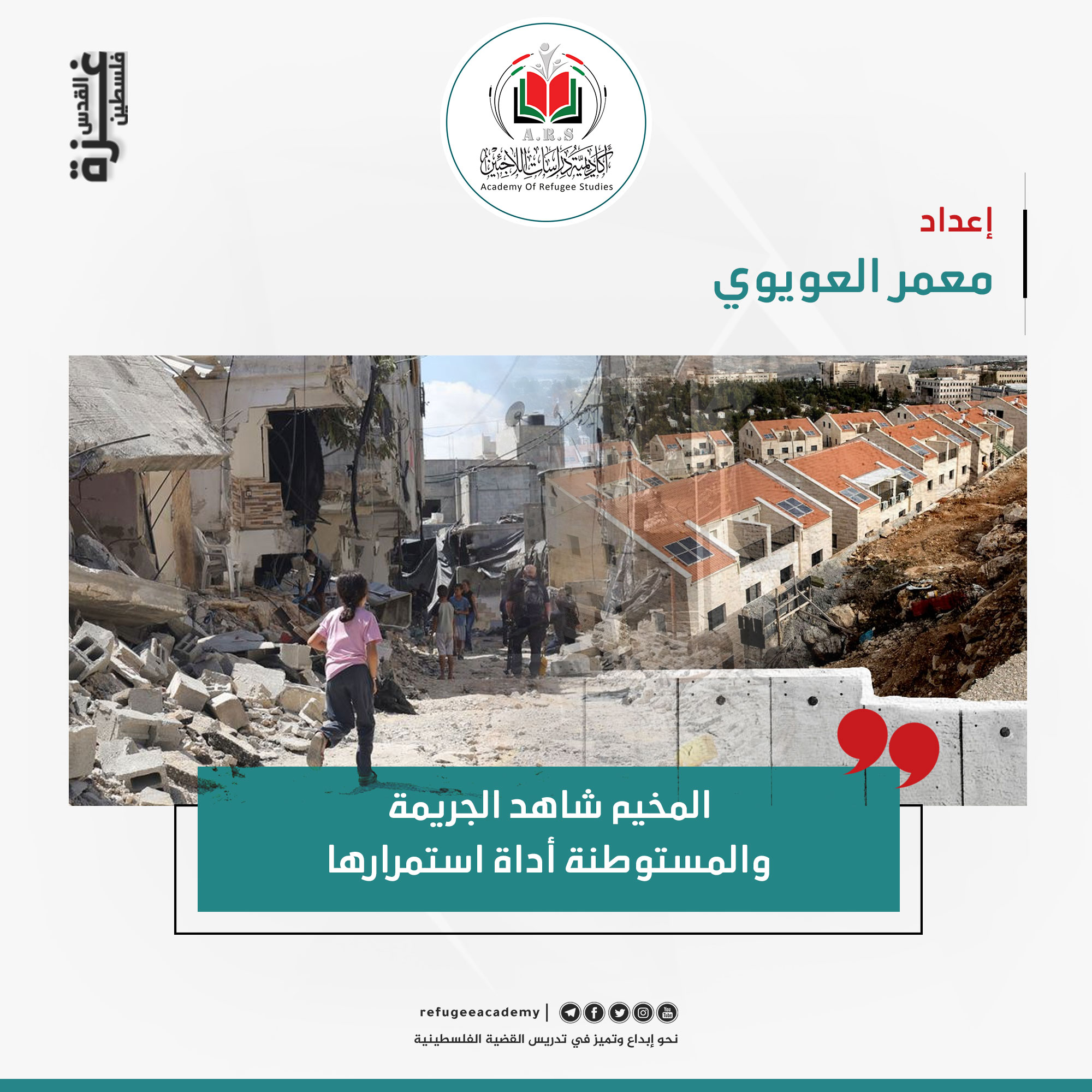 المخيم شاهد الجريمة والمستوطنة أداة استمرارها